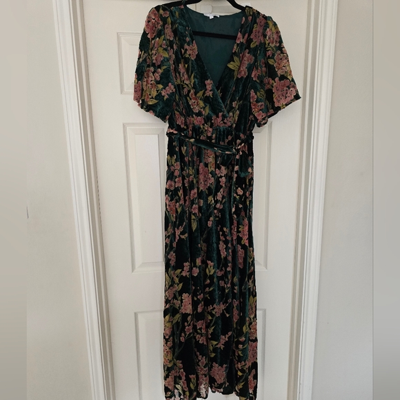 Baltic born Uma velvet maxi dress green floral Large - Picture 5 of 12